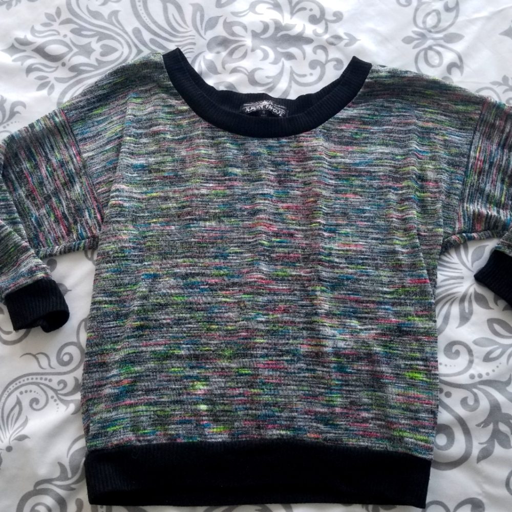 Multi color lace back sweater